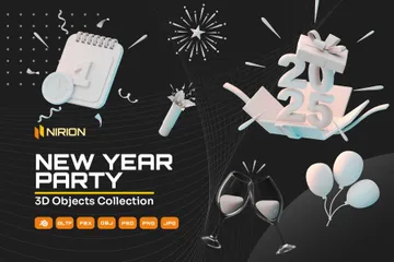 New Year Party 3D Icon Pack