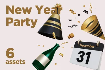 New Year Party 3D Icon Pack