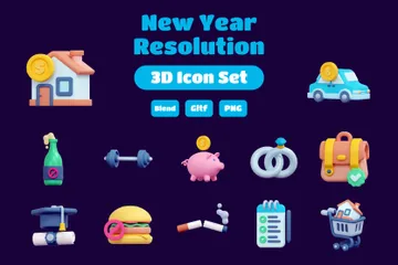 New Year Resolution 3D Icon Pack
