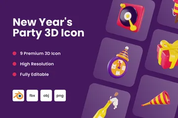 New Year's Party 3D Icon Pack