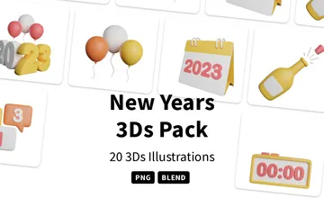 New Years 3D Icon Pack