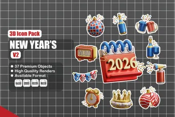 New Years 3D Icon Pack