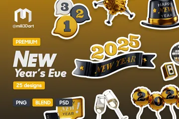 New Year´s Eve 3D Icon Pack