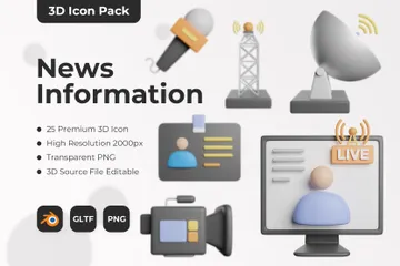 News Information 3D Icon Pack