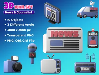 ニュースとジャーナリスト 3D Iconパック
