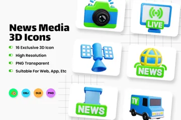 News Media 3D Icon Pack