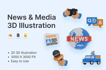 ニュースとメディア 3D Iconパック