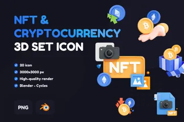NFT と暗号通貨 3D Iconパック