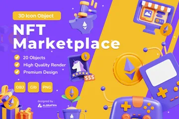 Marché NFT Pack 3D Icon