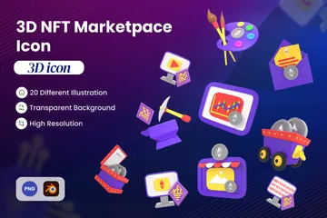 NFT-Marktplatz 3D Icon Pack