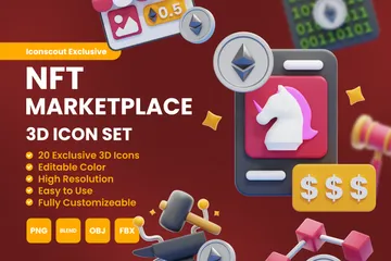 Mercado NFT Paquete de Icon 3D