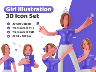 Personaje de niña Paquete de Illustration 3D