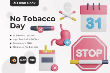 No Tobacco Day 3D Icon Pack