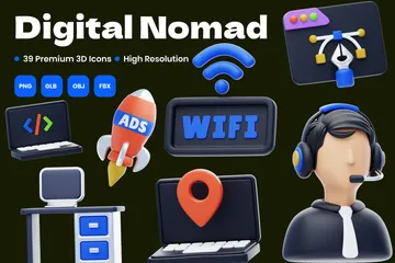 Nómada digital 3D Icon Pack