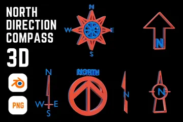 North Direction Compass 3D Icon Pack