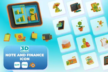 NOTA E FINANÇAS Pacote de Icon 3D