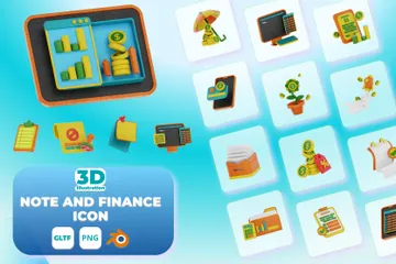 NOTE AND FINANCE 3D Icon Pack