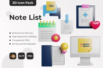 Note List 3D Icon Pack