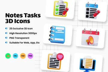 Notes Tasks 3D Icon Pack