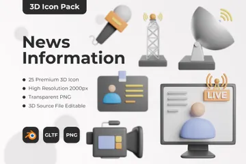 Informações de notícias Pacote de Icon 3D