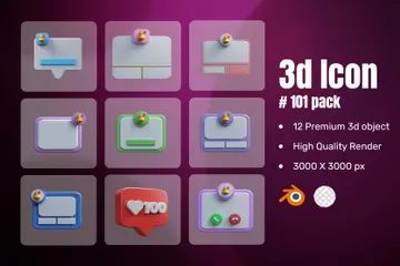 Sino de notificação Pacote de Icon 3D