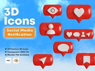 Notificação de mídia social Pacote de Logo 3D