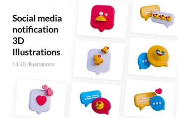 Notificação de mídia social Pacote de Illustration 3D