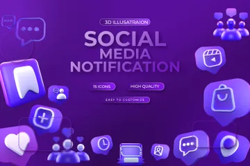 Notificação de mídia social Pacote de Icon 3D