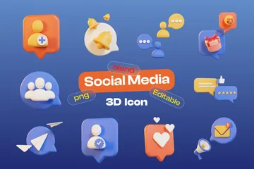 Notificação de mídia social Pacote de Icon 3D