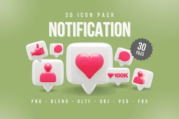 Notificação de mídia social Pacote de Icon 3D
