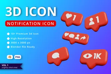 Notificação de mídia social Pacote de Logo 3D