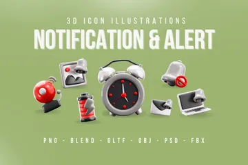 Notificação e alerta Pacote de Illustration 3D