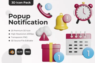 Notificação pop-up Pacote de Icon 3D