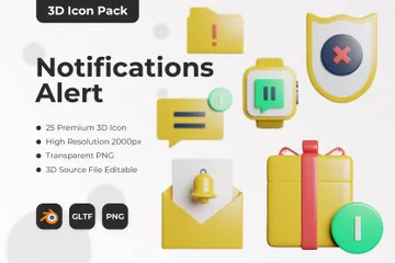 Alerta de notificaciones Paquete de Icon 3D