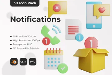 Notificações Pacote de Icon 3D