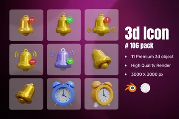 Notification Bell 3D Icon Pack