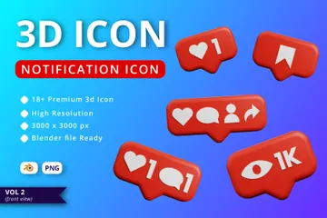 Notification sur les réseaux sociaux Pack 3D Logo