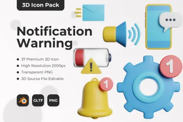 Notification Warning 3D Icon Pack