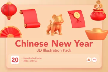 Nouvel An chinois Pack 3D Illustration