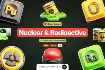 핵과 방사성 3D Icon 팩