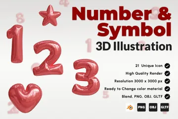 Number Balloon And Symbols 3D Icon Pack