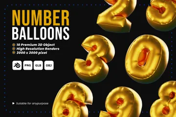 Number Balloons 3D Icon Pack