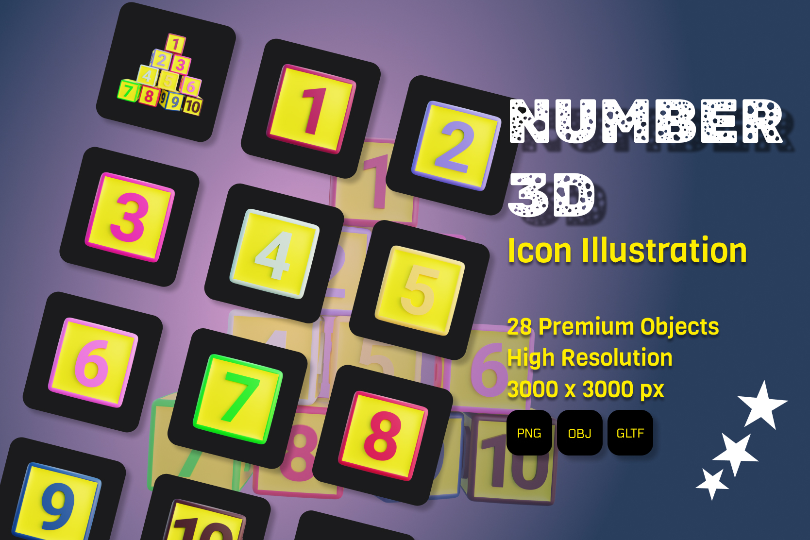 Premium Numbers 3D Illustration pack from Sign & Symbols 3D Illustrations
