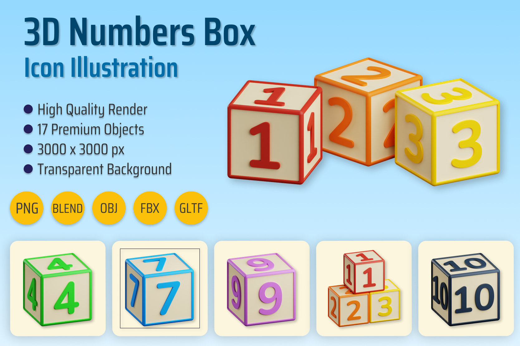 Premium Numbers Box 3D Illustration pack from Sign & Symbols 3D ...