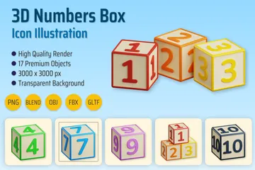 Numbers Box 3D Icon Pack