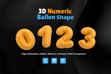 Numeric Balloon Shape 3D Icon Pack