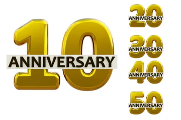 Numéro d'anniversaire d'or Pack 3D Icon