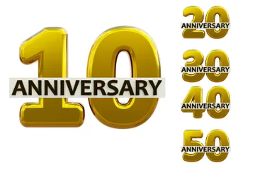 Número do Aniversário de Ouro Pacote de Icon 3D