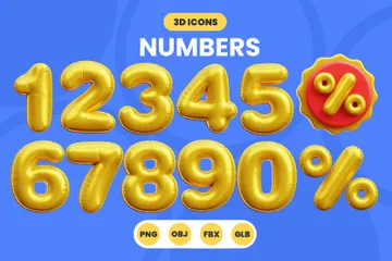 Números Pacote de Icon 3D