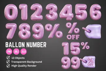 Números de balão Pacote de Icon 3D
